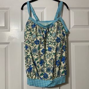 Ladies Lands End plus size blouson tankini bathing suit top size 18DDD